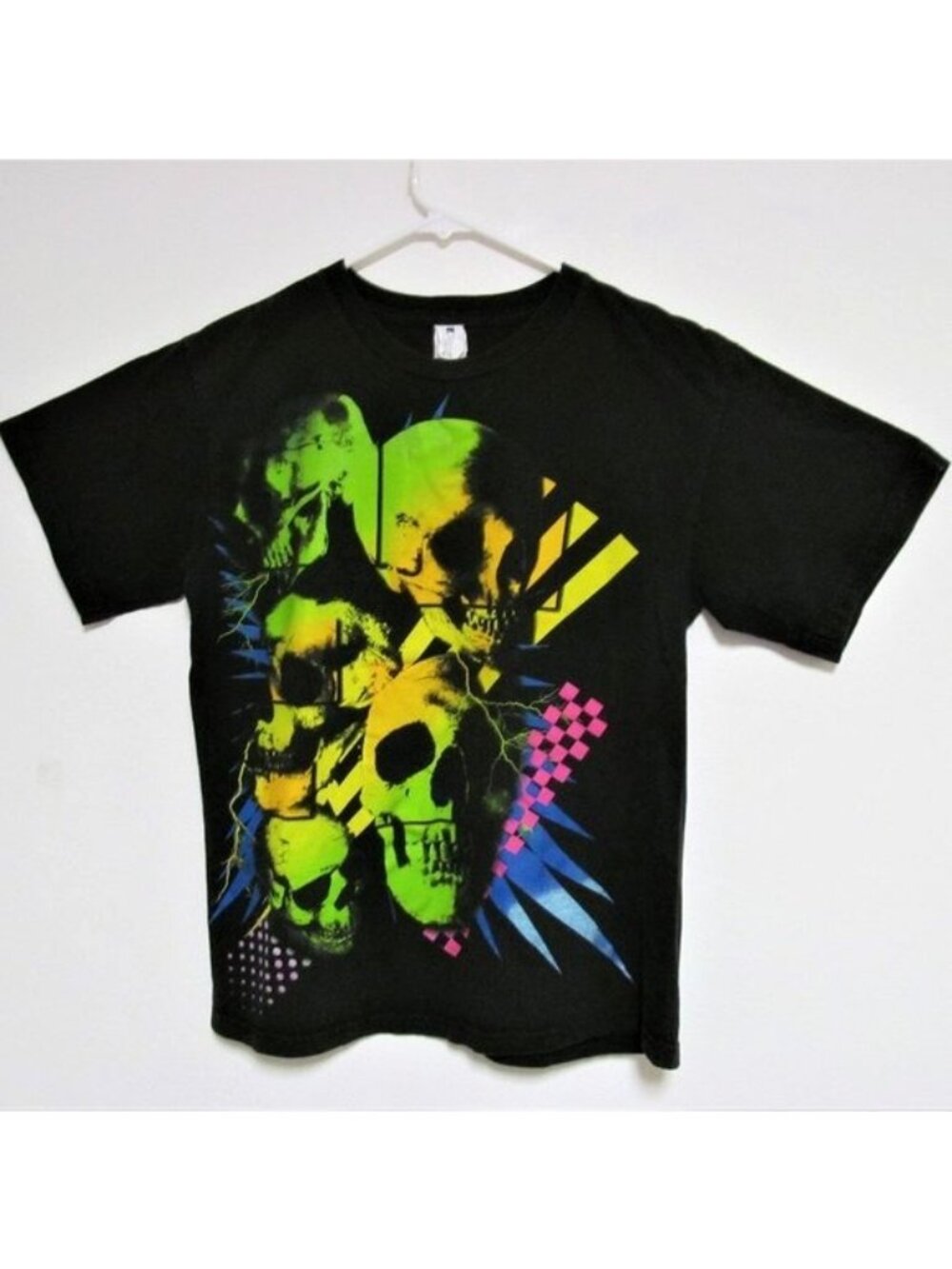 Mens Cygnus Graphic Colorful Skull Crew Neck Short Sleeve Cotton T Shirt XL